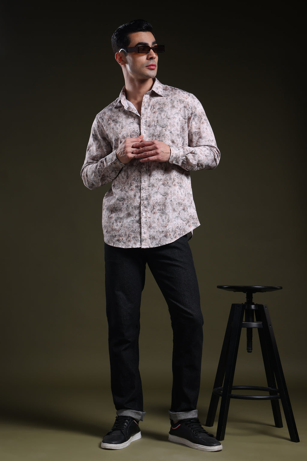 Rust Tone Royale Men's Satin Digital Printed Shirt l Full Sleeve l Slim Fit