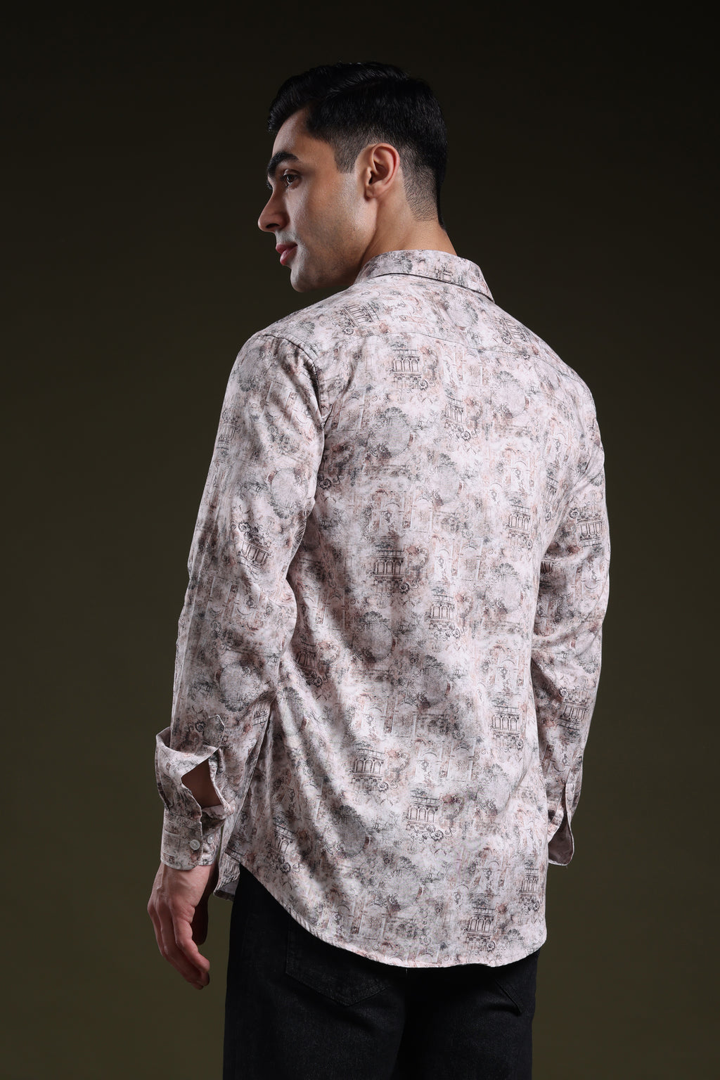 Rust Tone Royale Men's Satin Digital Printed Shirt l Full Sleeve l Slim Fit