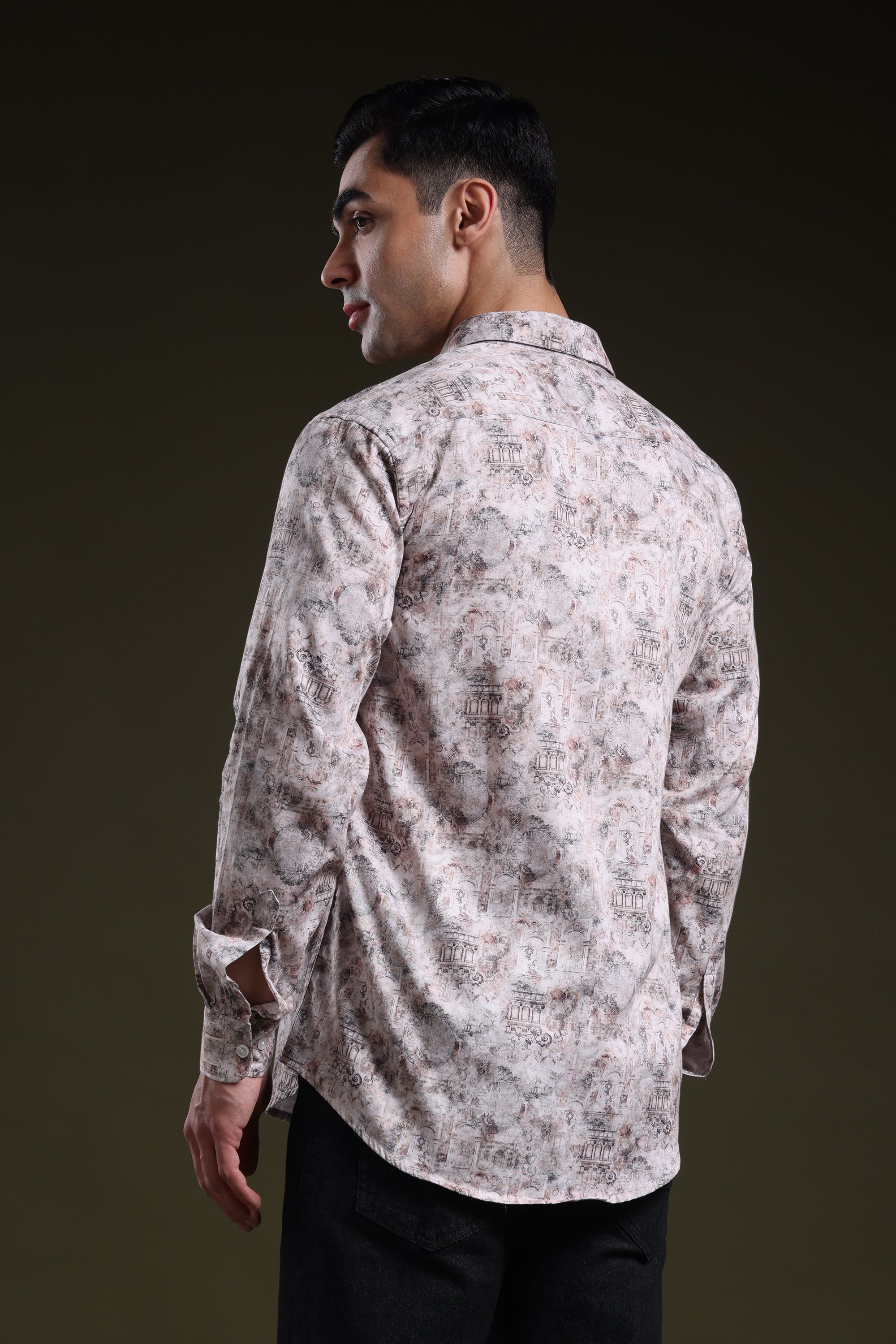 Rust Tone Royale Men's Satin Digital Printed Shirt l Full Sleeve l Slim Fit