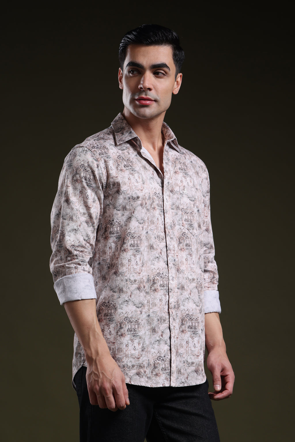 Rust Tone Royale Men's Satin Digital Printed Shirt l Full Sleeve l Slim Fit