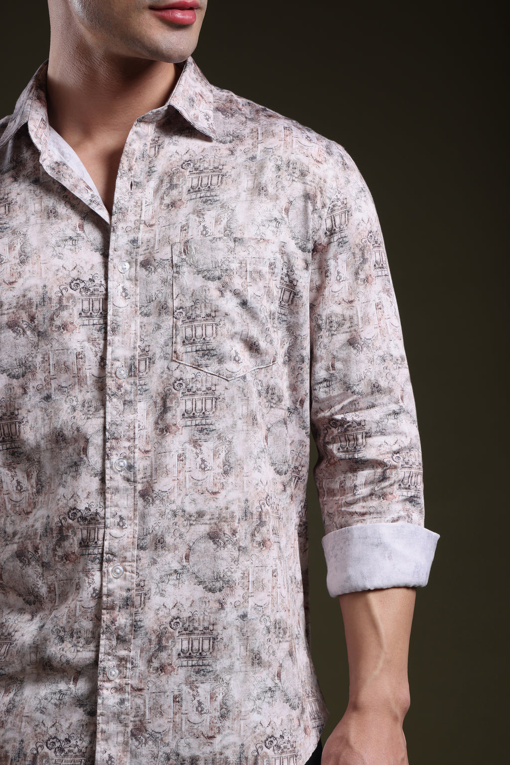 Rust Tone Royale Men's Satin Digital Printed Shirt l Full Sleeve l Slim Fit