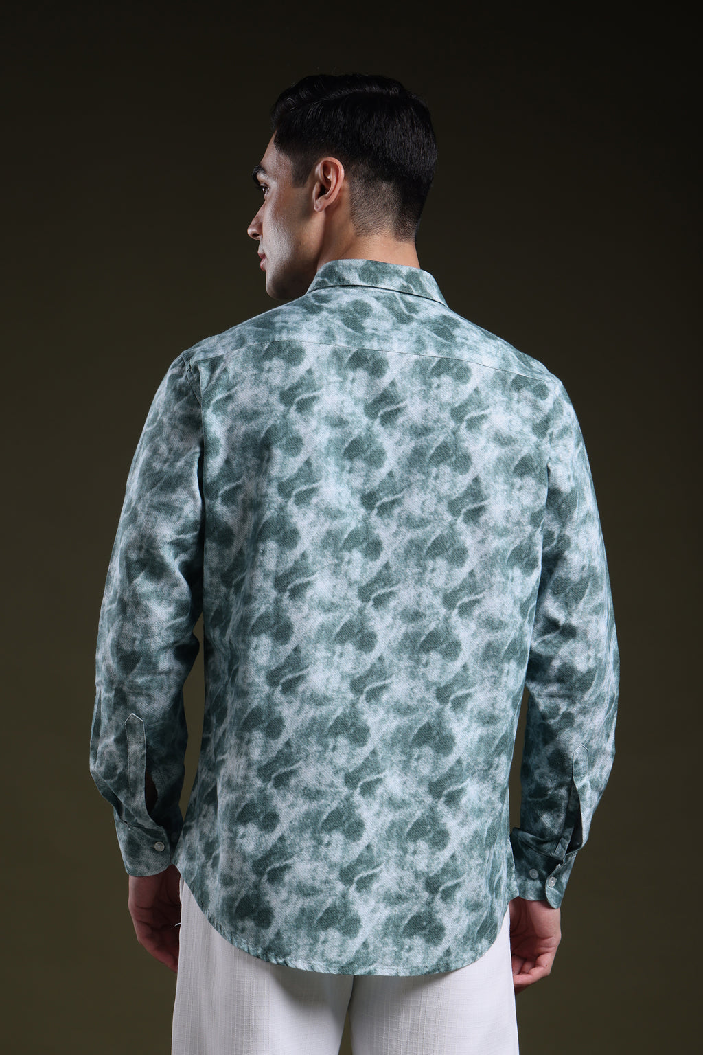 Smoky Green Men's Oxford Printed Shirt l Full Sleeve l Slim fit