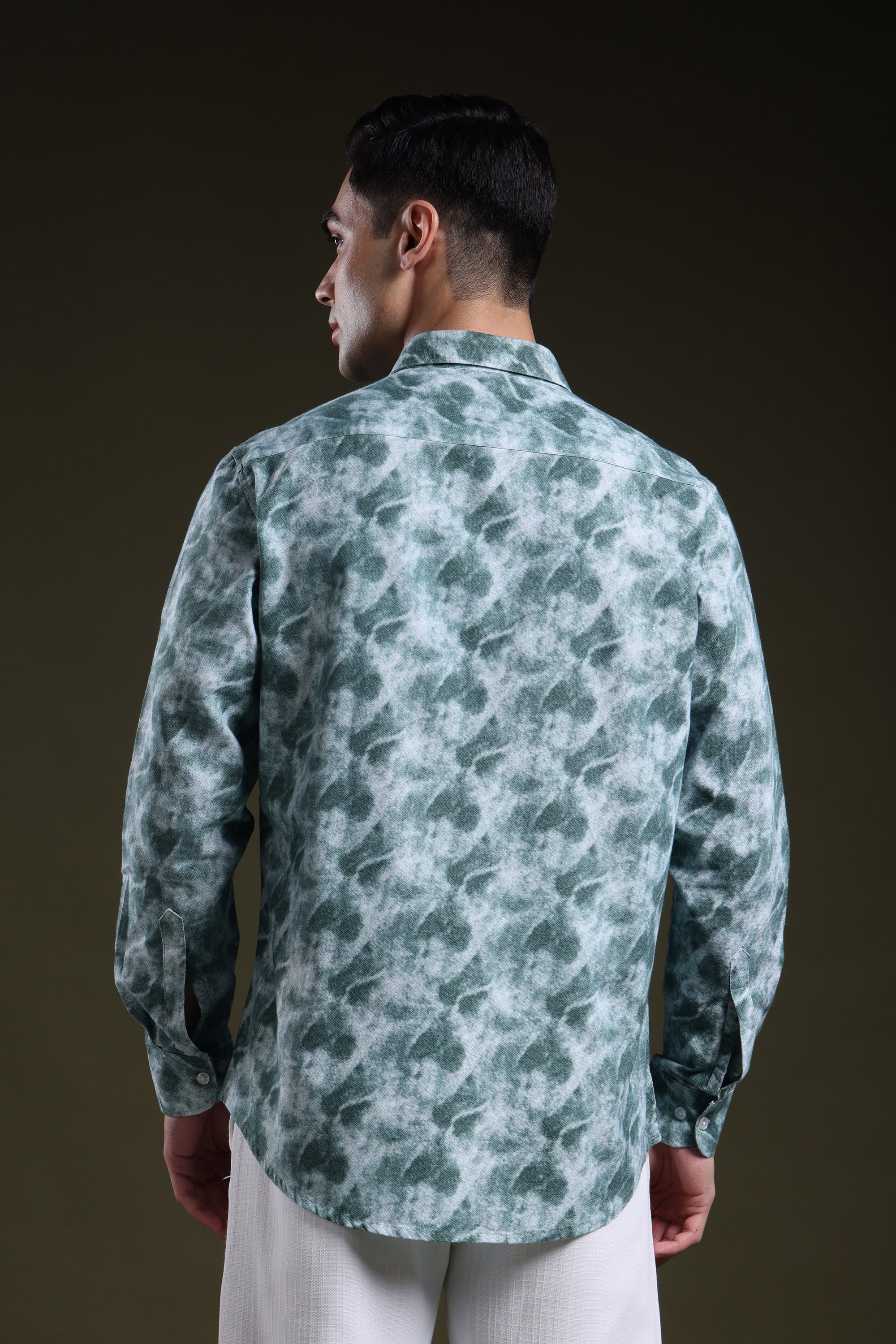 Smoky Green Men's Oxford Printed Shirt l Full Sleeve l Slim fit