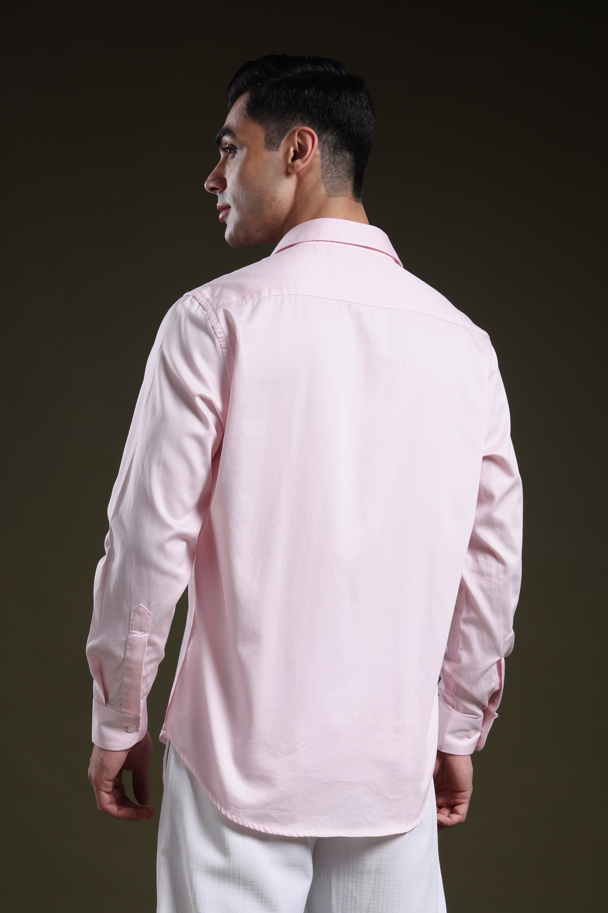 Candyfloss Pink Men's Solid Satin Shirt l Full Sleeve l Slim Fit