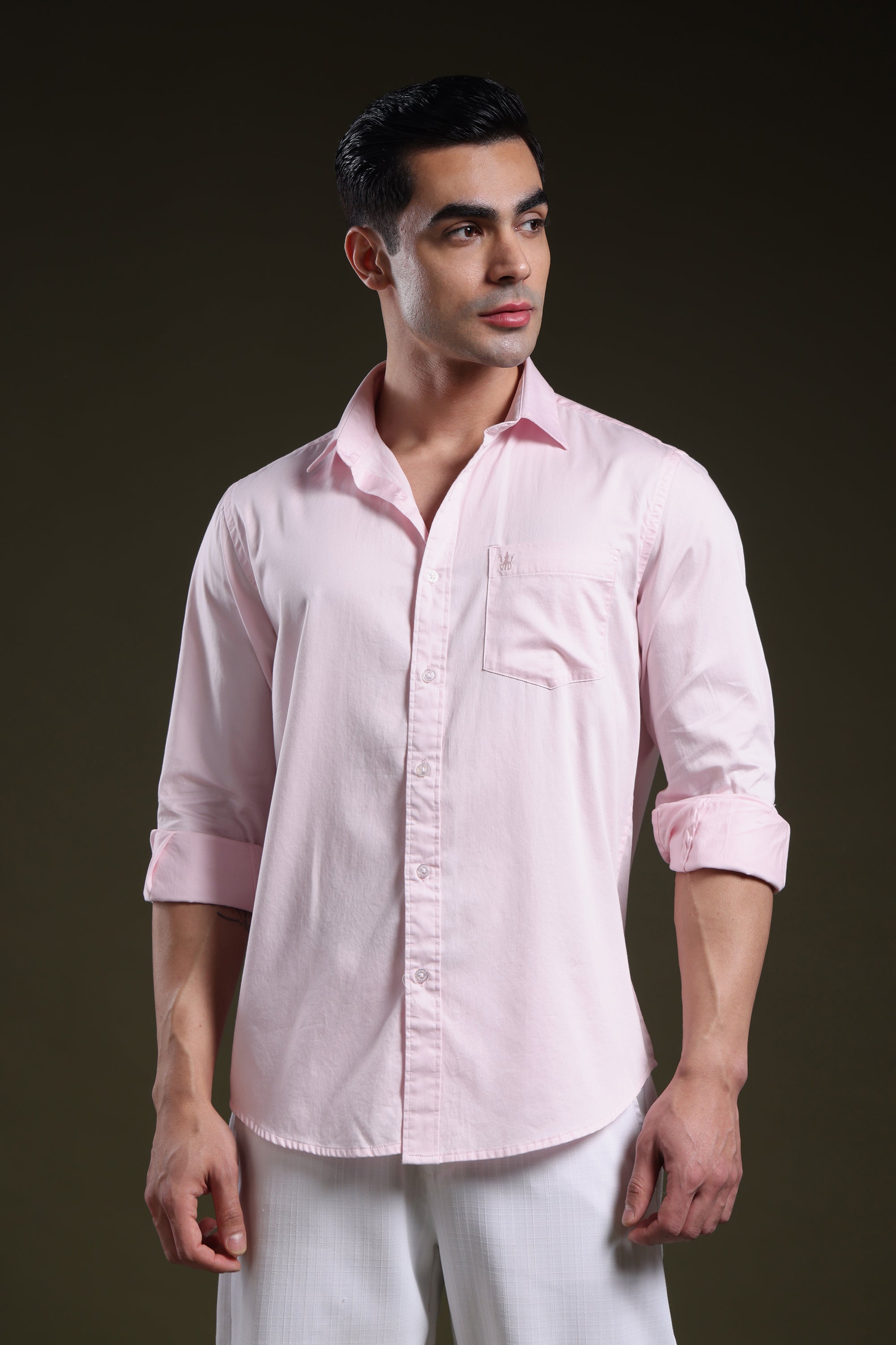 Candyfloss Pink Men's Solid Satin Shirt l Full Sleeve l Slim Fit