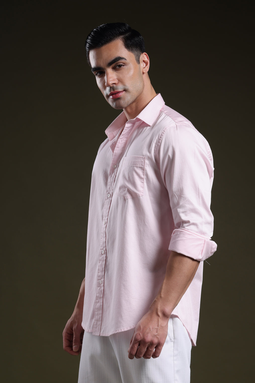 Candyfloss Pink Men's Solid Satin Shirt l Full Sleeve l Slim Fit