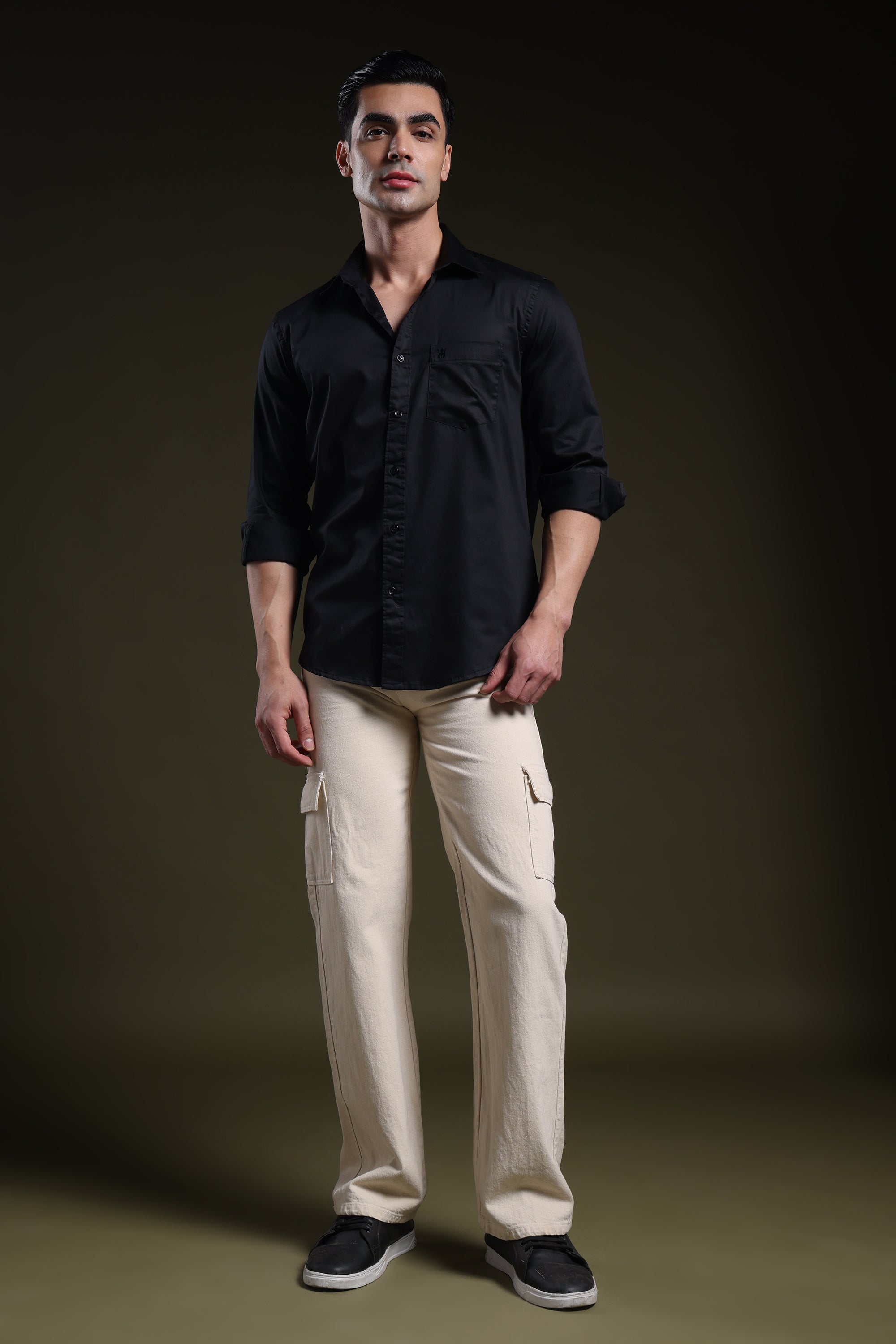 Luxe Black Men's Solid Satin Shirt l Full Sleeve l Slim Fit