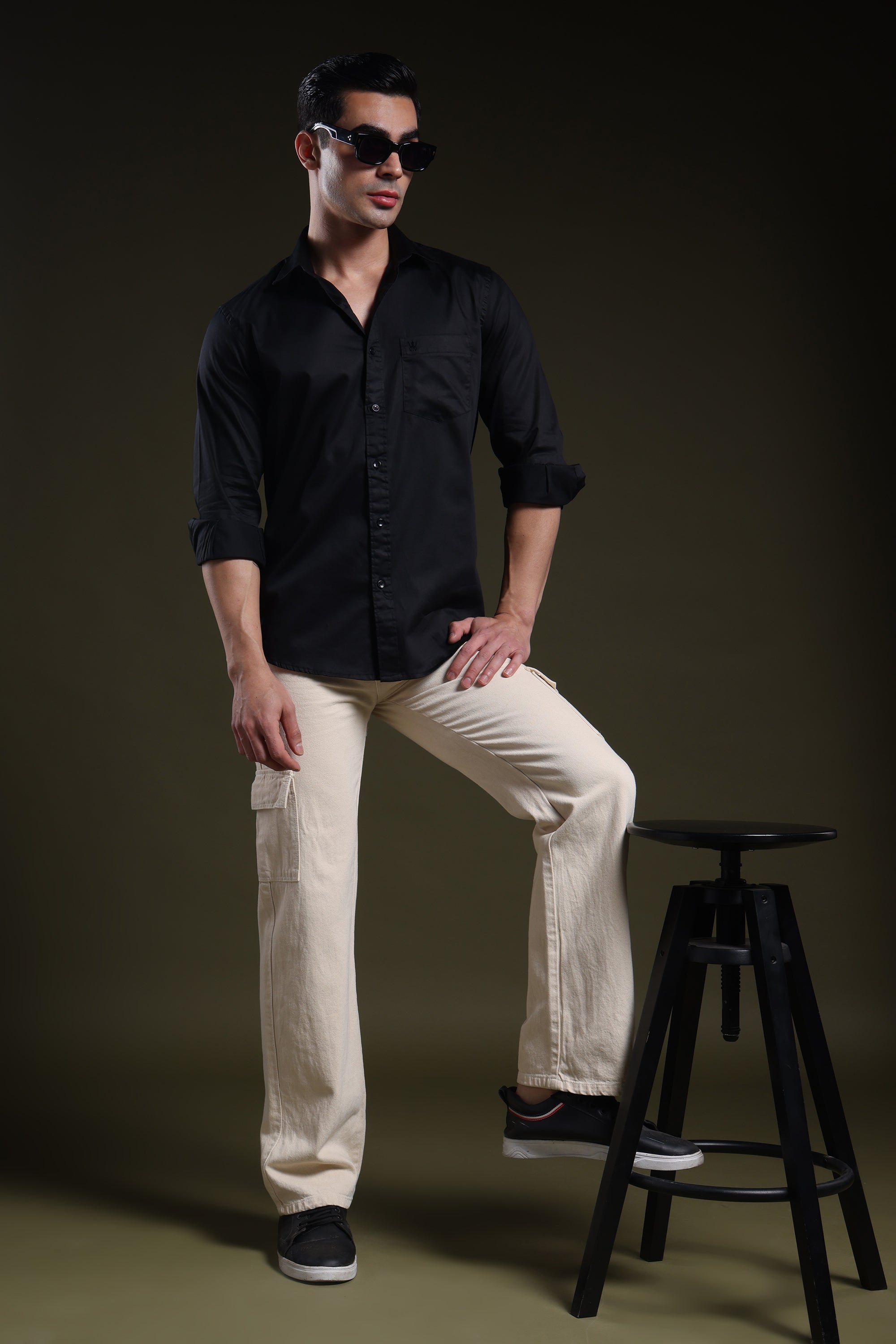 Luxe Black Men's Solid Satin Shirt l Full Sleeve l Slim Fit