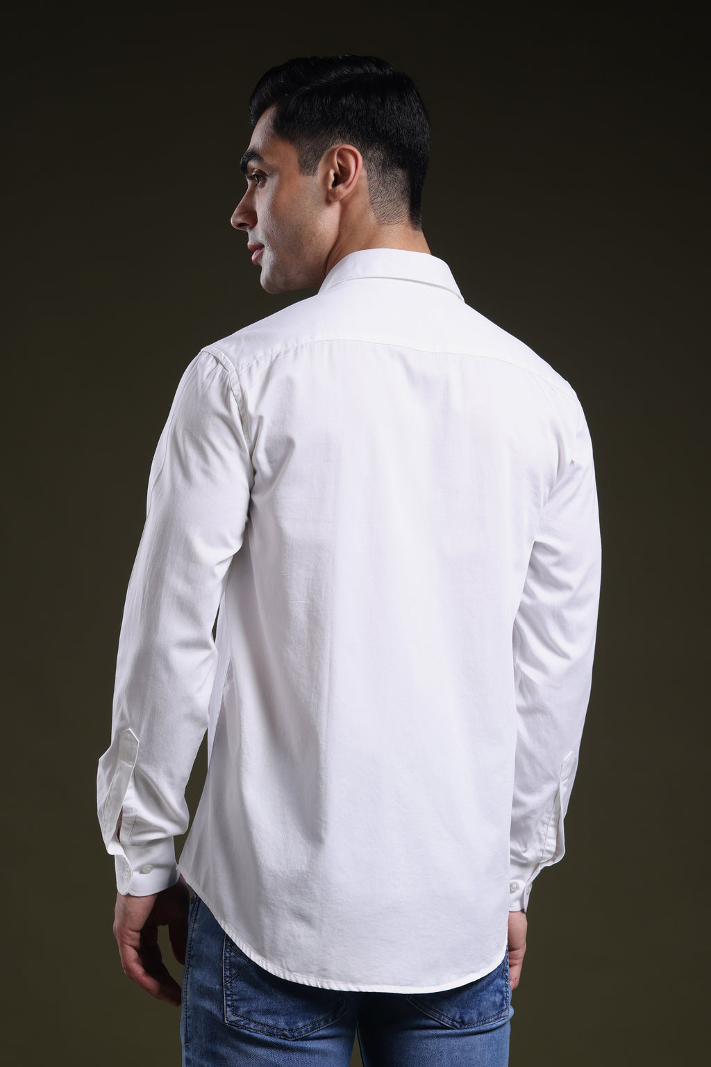 Frost White Men's Solid Satin Shirt l Full Sleeve l Slim Fit
