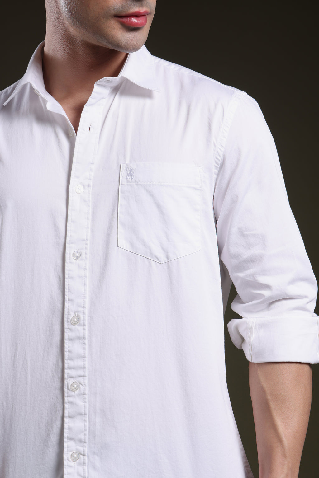 Frost White Men's Solid Satin Shirt l Full Sleeve l Slim Fit