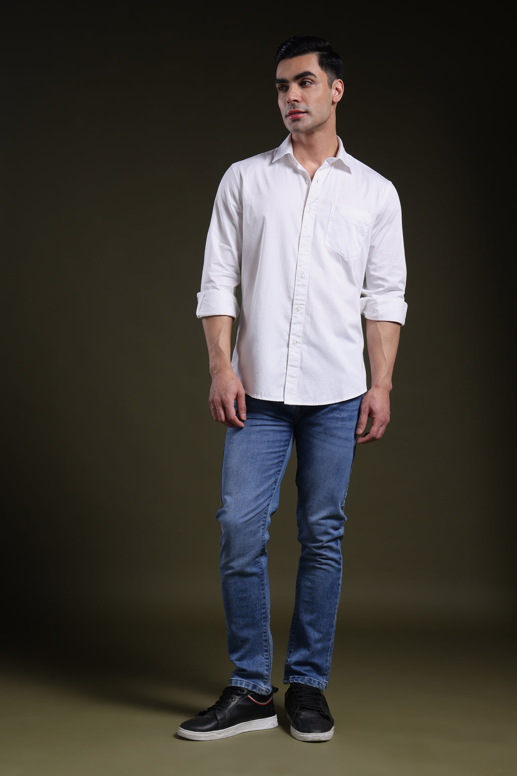 Frost White Men's Solid Satin Shirt l Full Sleeve l Slim Fit