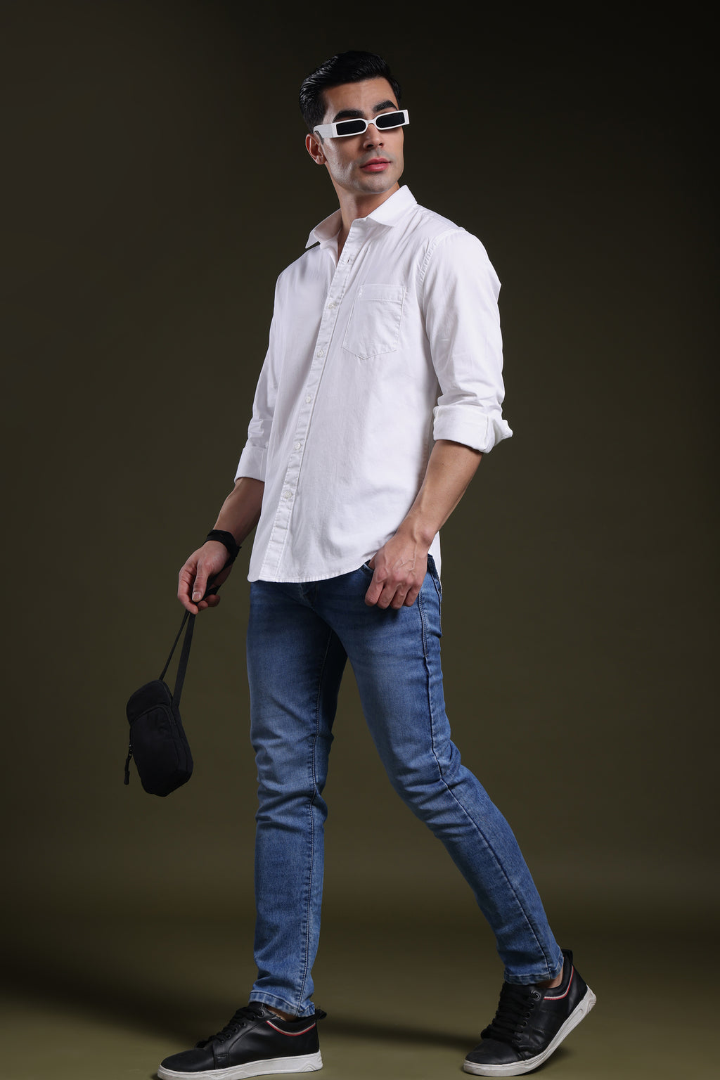 Frost White Men's Solid Satin Shirt l Full Sleeve l Slim Fit