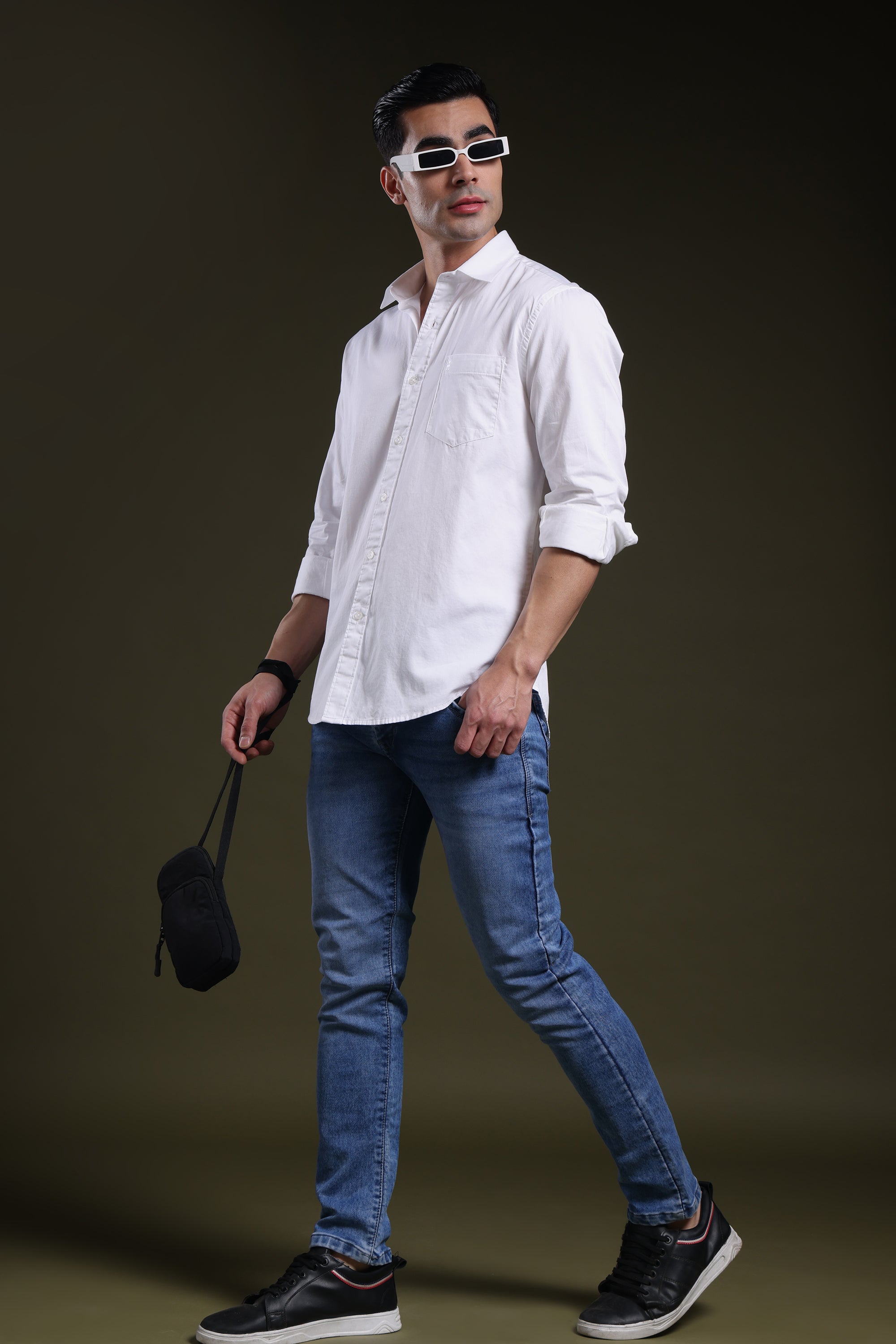 Frost White Men's Solid Satin Shirt l Full Sleeve l Slim Fit