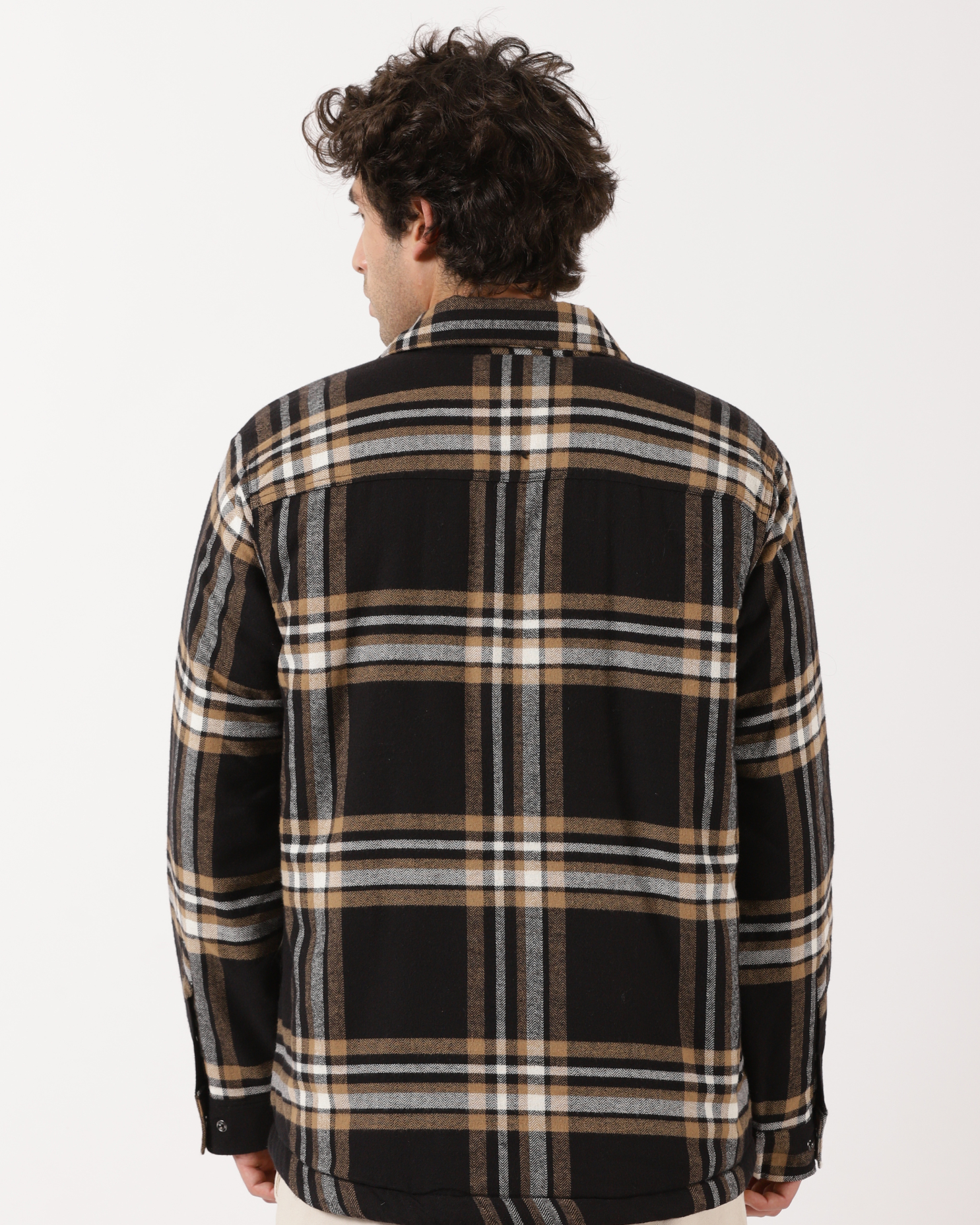Bronze & Black Men's Fleeece - Lined Checked Shacket
