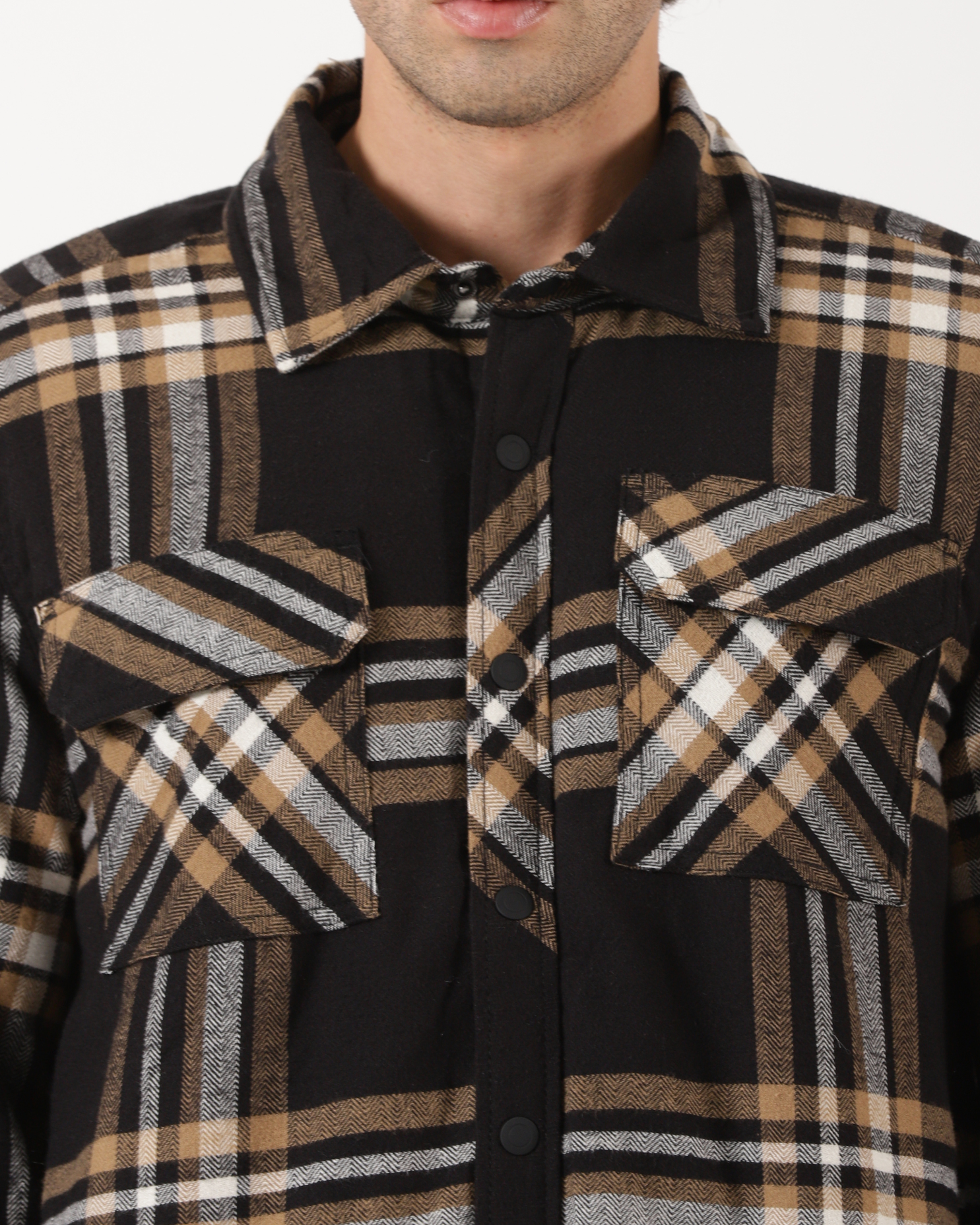 Bronze & Black Men's Fleeece - Lined Checked Shacket